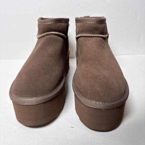 Cushionaire Taupe Suede Platform Boots 6.5W Memory Foam Cozy - Picture 4 of 13